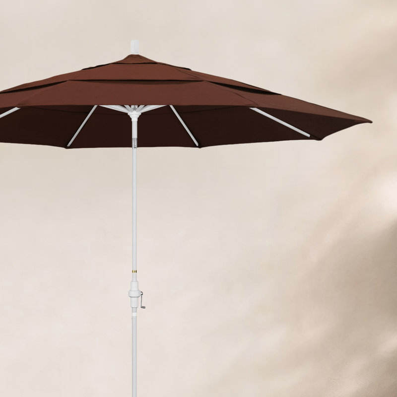Parasol de marché Broadmeade octogonal Sunbrella, Blanc mat, Toile Sunbrella® brun baie
