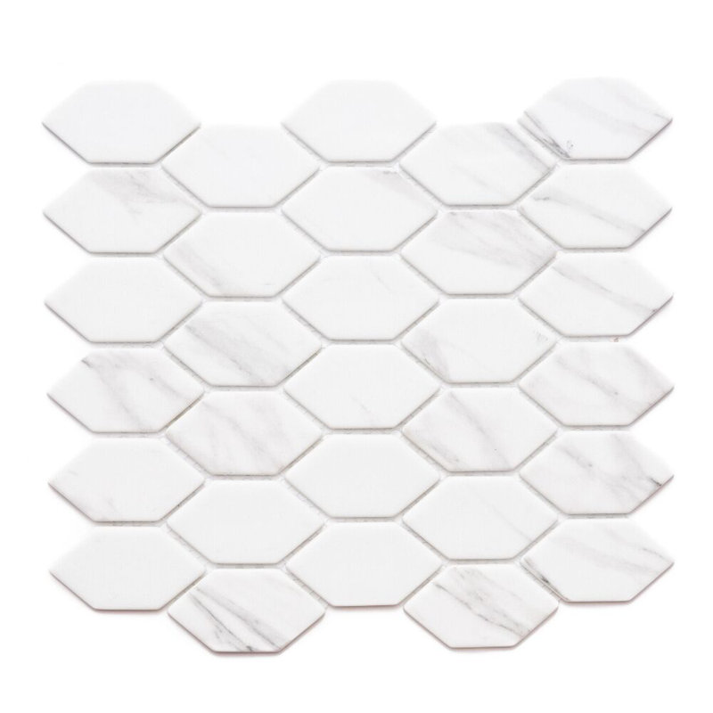 Serenity 1.75" x 2.88" Hexagon Matte Glass Mosaic Wall Tile, White