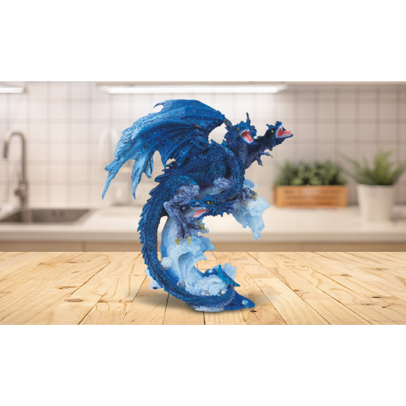 Figurine de dragon bleu à trois têtes Devontea