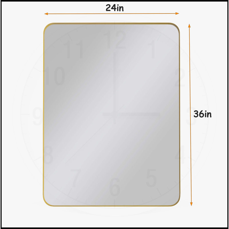 Rectangular Mirror Metal Framed, Gold, 36" x 24"