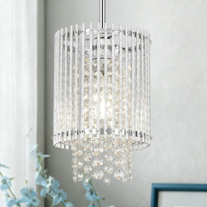 1-light 7.08"wide Classic Crystal Pendant Light For Kitchen Island