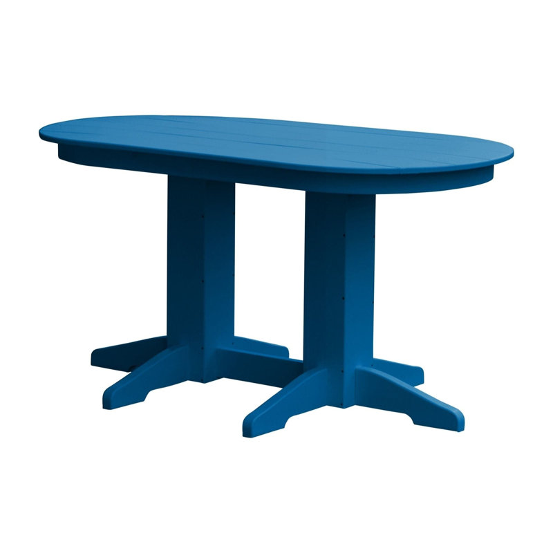  Table de salle à manger Poly Composite, ovale, 5 pieds, bleu, 5 PIEDS, Bleu