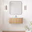 Meuble-lavabo mural 36 po avec comptoir en marbre artificiel blanc, lavabo en céramique, conception courbée avec rayures, pré-assemblé