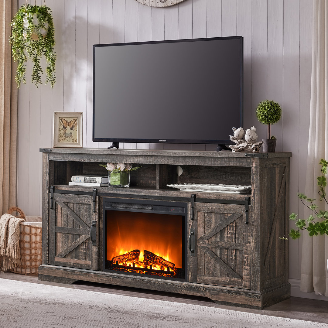 Aubriella Electric Fireplace TV Stand,Farmhouse TV Console for TVs up to 65" Gracie Oaks 