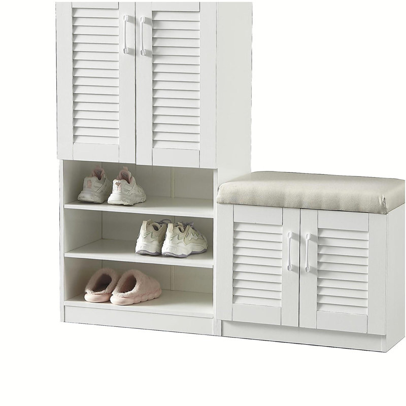 Armoire de rangement pour chaussures multifonctionnelle avec banc et compartiment de rangement 7 + 3, planche à couches réglable, banc à chaussures avec coussin
