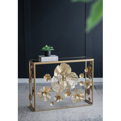 Stylish Console Table With Mirrored Glass Top, A Modern And Elegant Centerpiece For Your Entryway Or Any Space