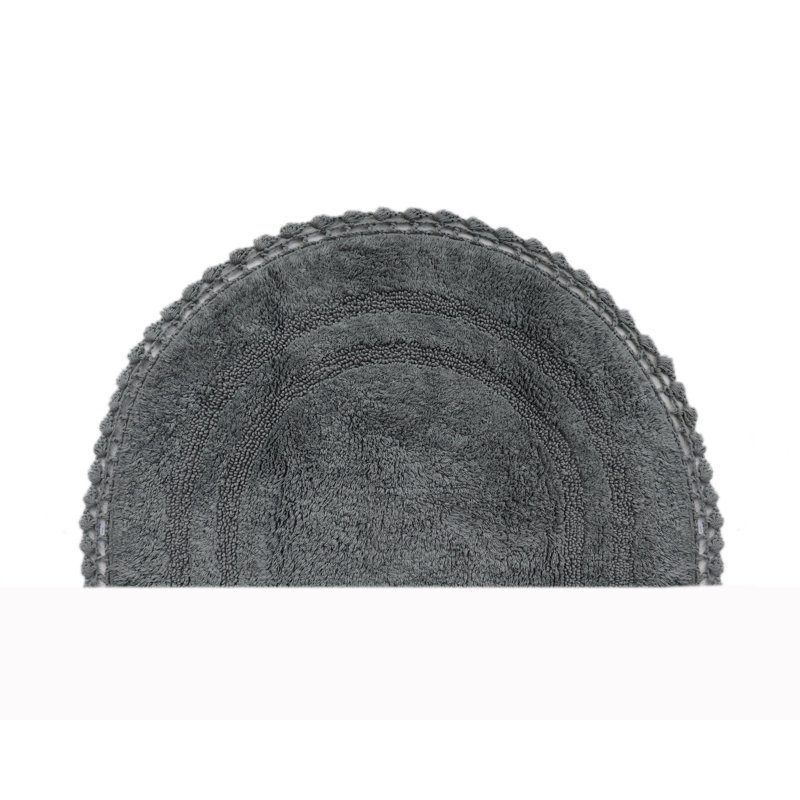 Akifumi 100% Cotton Non-Slip Bath Rug, Gray