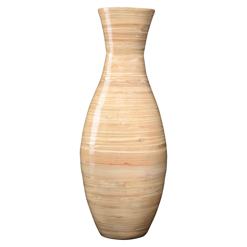 Vase de plancher en bambou Burkholder, Brun clair, H 20 po x l 8 po x P 8 po