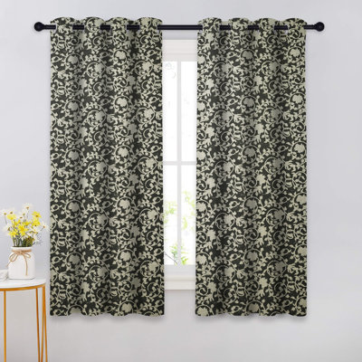 Black Handmade Block Print Linen Curtain Devdas Design Artisan Crafted Drapes for Stylish Home Interiors