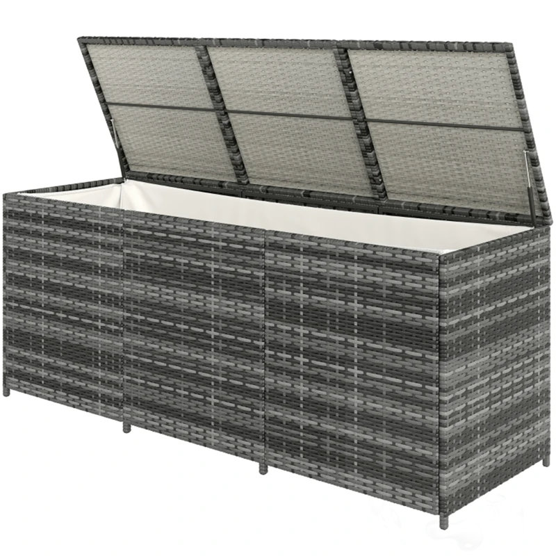 Boîte de rangement d'extérieur en rotin avec doublure intérieure