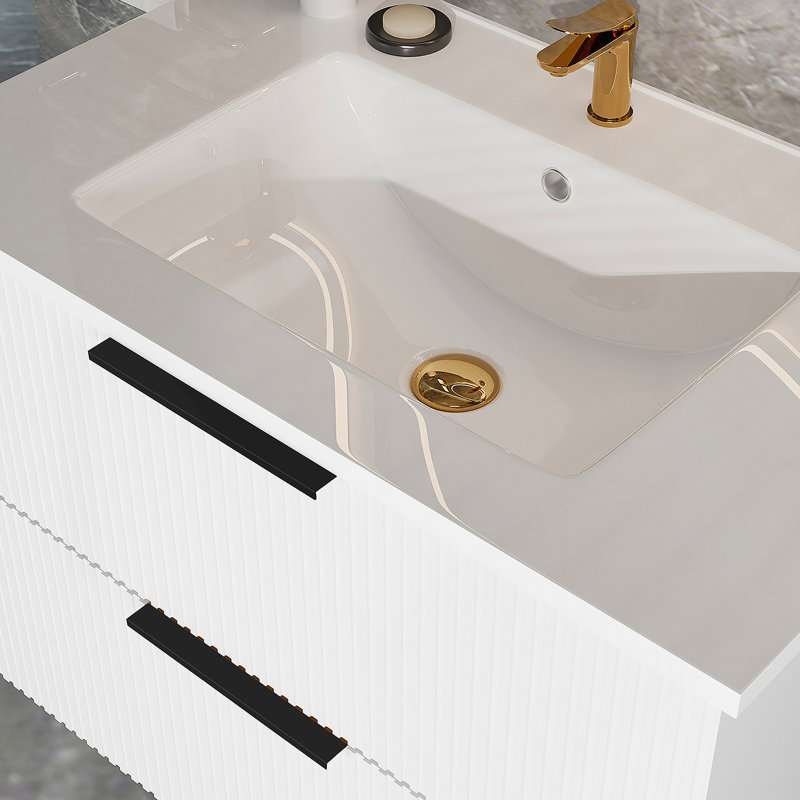 Meuble-lavabo 30 po avec lavabo en céramique - meuble-lavabo mural blanc