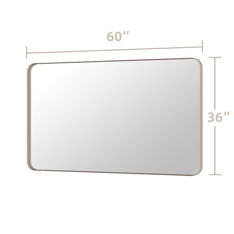 Miroir de salle de bain mural Premium Premium, 36 po x 60 po, Nickel brossé, Rectangulaire