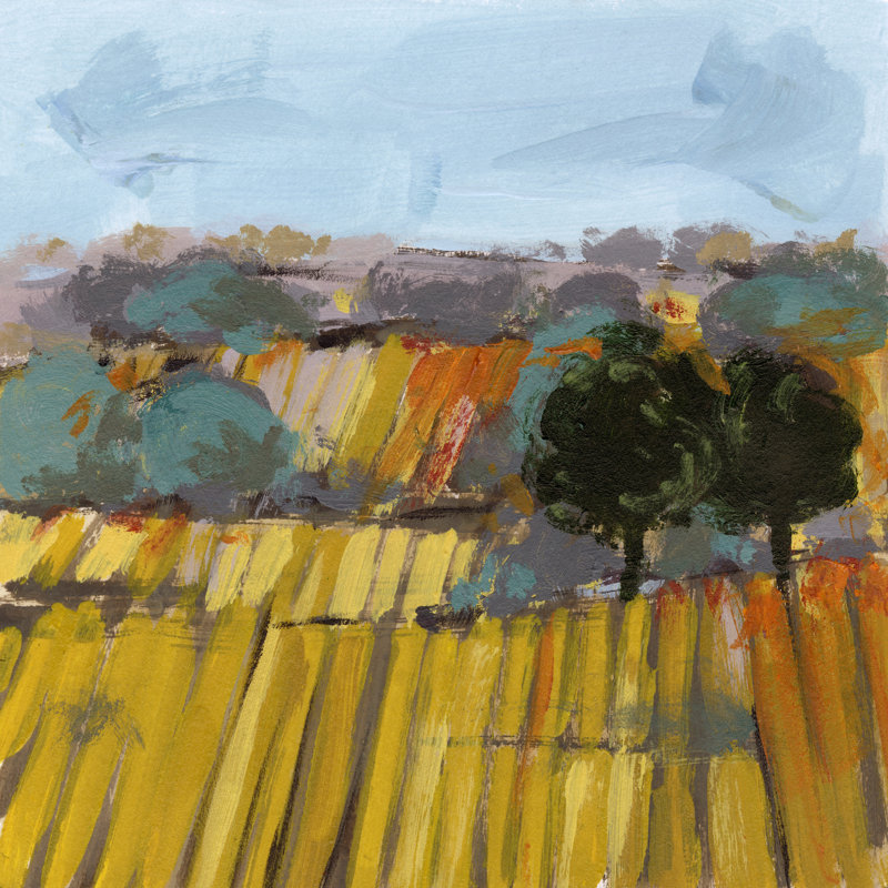 «Wheat Crop I» par Melissa Wang - peinture sur toile tendue, H 30 po x l 30 po