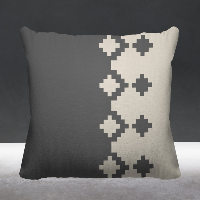 Coussin intérieur / extérieur Moki Southwestern, L 17 po x H 17 po, gris