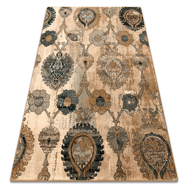 Mae Oriental Wool Area Rug, Beige, Rectangular 200 x 300cm