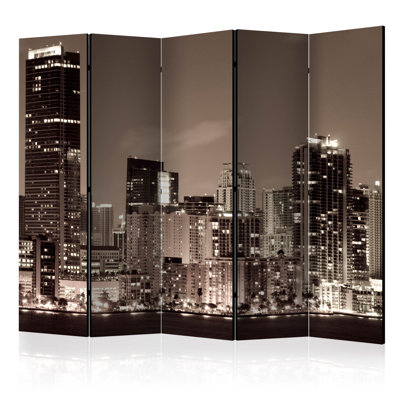 Gucciardo 225 cm W x 172 cm H 5 - Panel Solid Wood Folding Room Divider