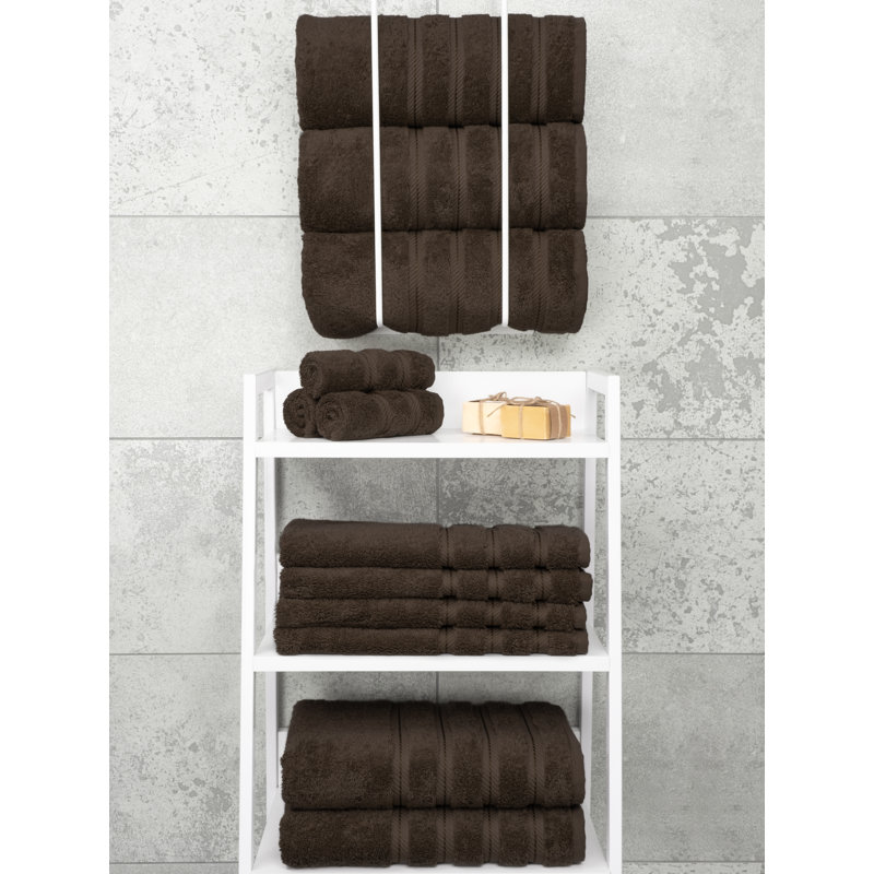 Ensemble de serviettes de bain turques de luxe 100% coton 4 pièces Edison Collection, Brun chocolat