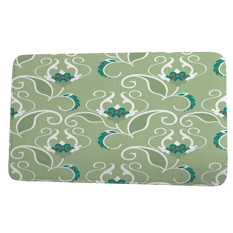 Amardev Non-Slip Bath Mat, 34" W x 21" L, Green
