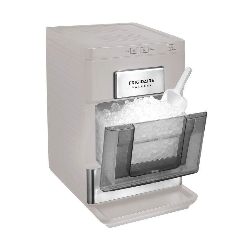 Frigidaire Gallery 33 lb Machine à glaçons de comptoir, accents en acier inoxydable, glace en forme de pépite, Gris