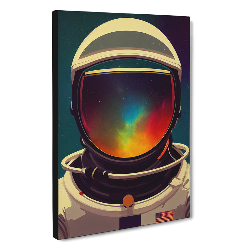 Astronaut Helmet - Wrapped Canvas, 50cm H x 35cm W x 3cm D