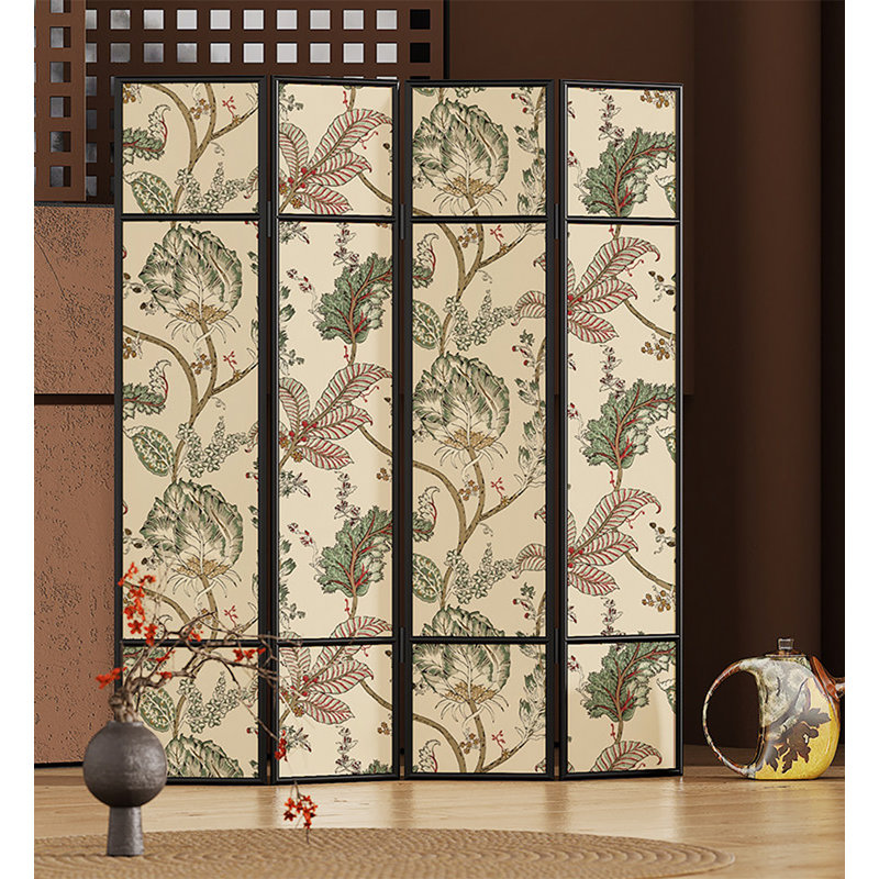 Paravent de chambre à coucher en bois massif français de style antique français, Black/Beige/Green