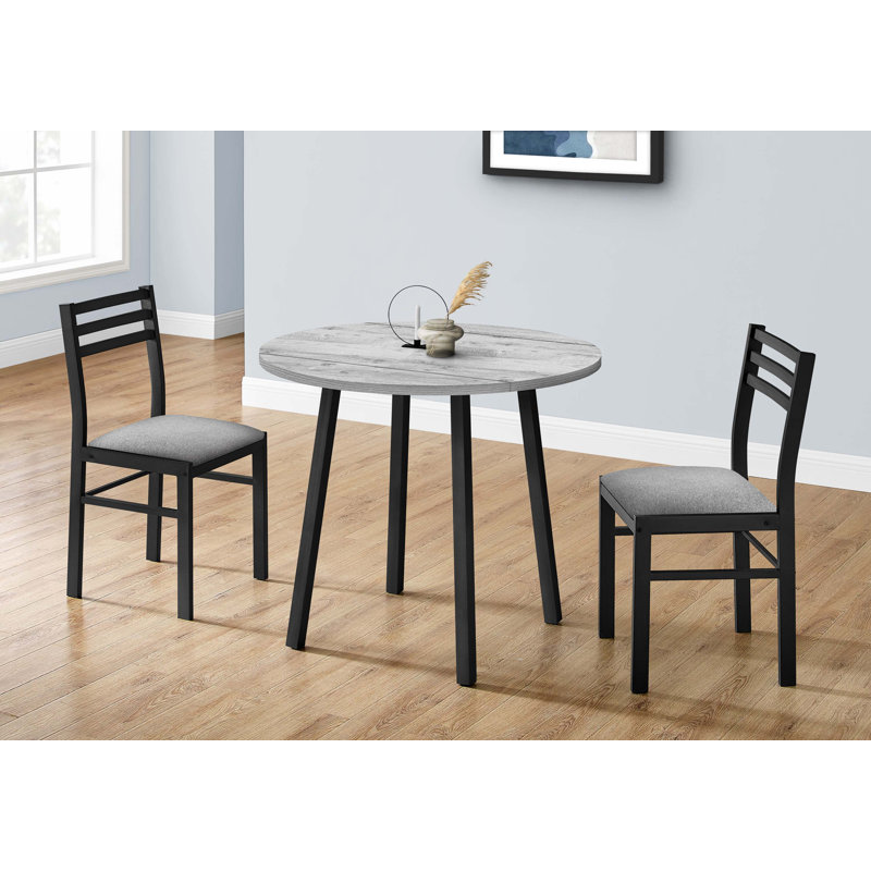 Ensemble de 3 tables de salle à manger Hovi, petite, abattant 35 po, cuisine, métal, stratifié, Gris, Gris