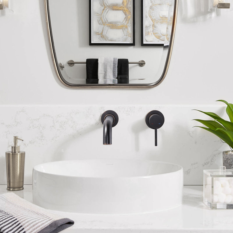 Oil Rubbed Bronze Wall Mounted Single Handle Bathroom Faucet