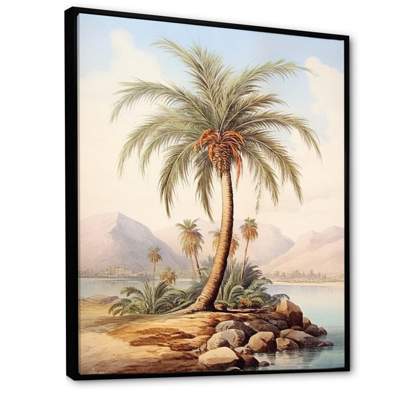 " Minimalism Palm Paradise ", 40" H x 30" W x 1.5" D, Black Floater Framed