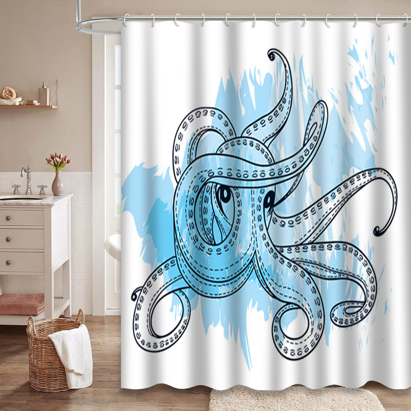 Rideau de douche avec 12 crochets Octopus, L 72 po x l 84 po