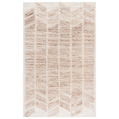 Vermont Hand Tufted Wool/Recycled Cotton Geometric Rug in Beige/Ivory