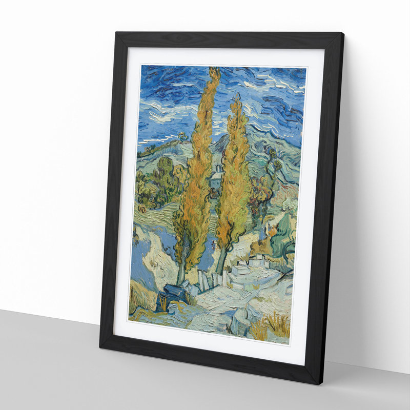 Landscape with Trees by Vincent Van Gogh - Framed Print, 90cm H x 65cm W x 2cm D, Black Framed