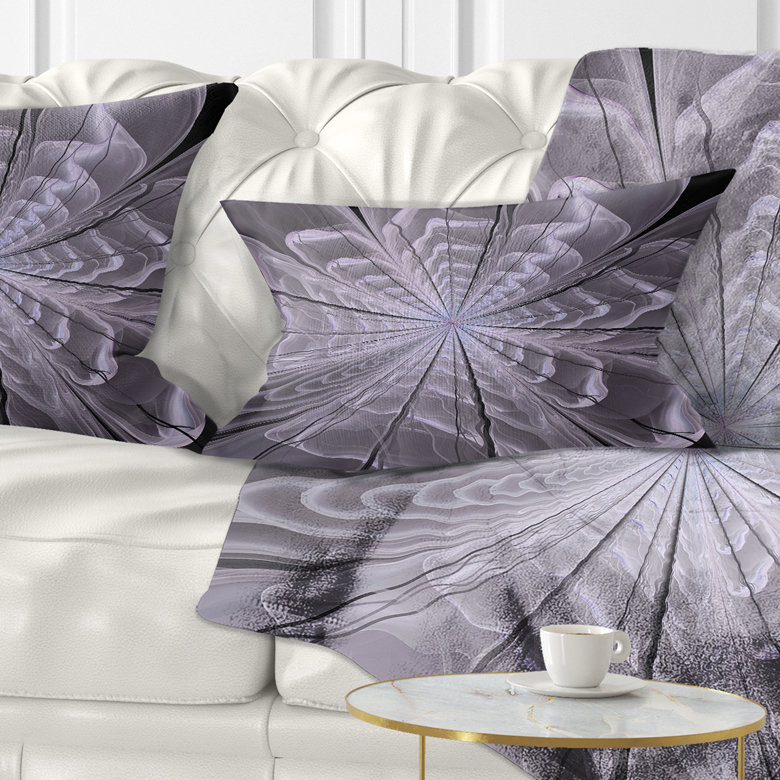 Coussin lombaire à fleur digitale symétrique numérique floral, Violet