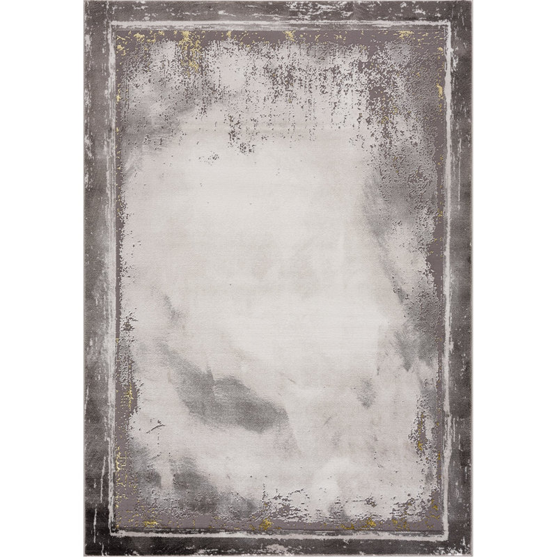 Tapis abstrait gris, Rectangle 2 pi 7 po x 4 pi 11 po