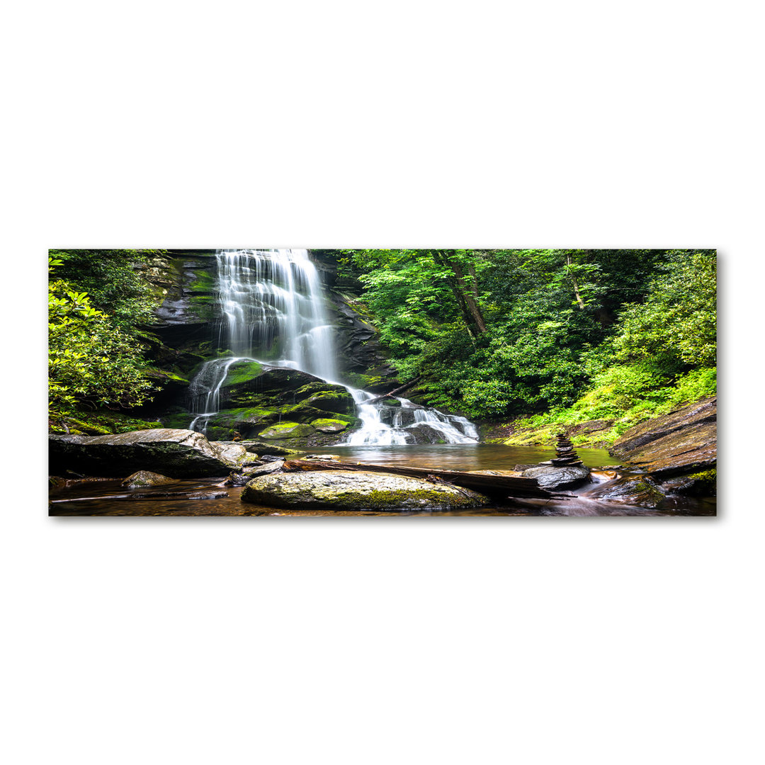 Wasserfall im Wald - Kunstdrucke auf Glas