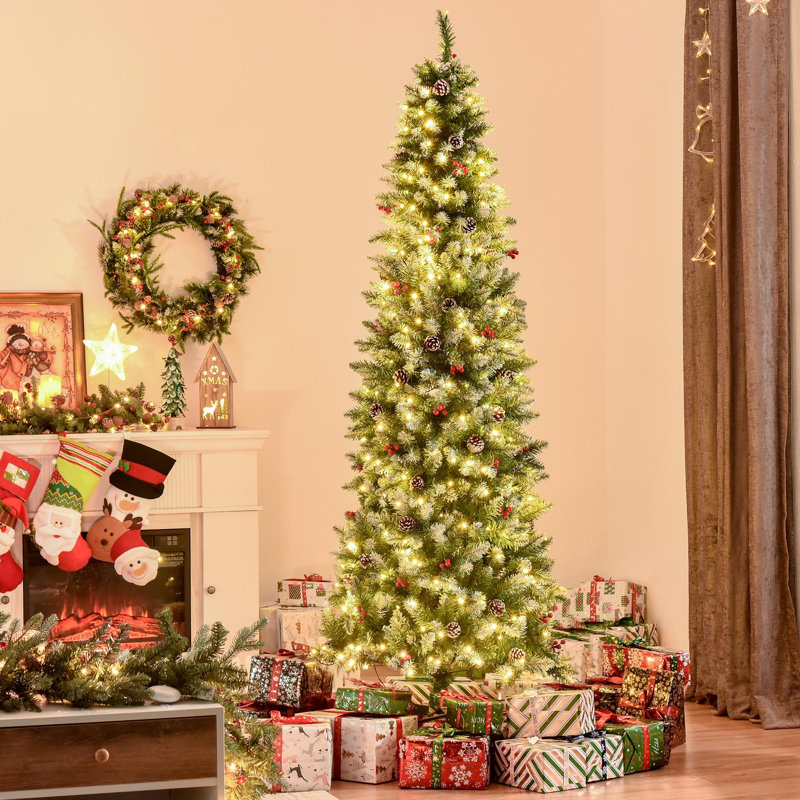 Arbre de Noël artificiel pré-éclairé enneigé, 7.5'