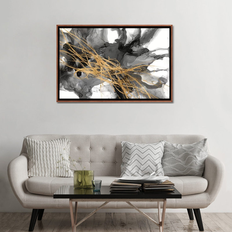 « Golden vortex II » par Jennifer Goldberger, reproduction d’art, Toile avec cadre en bois classique