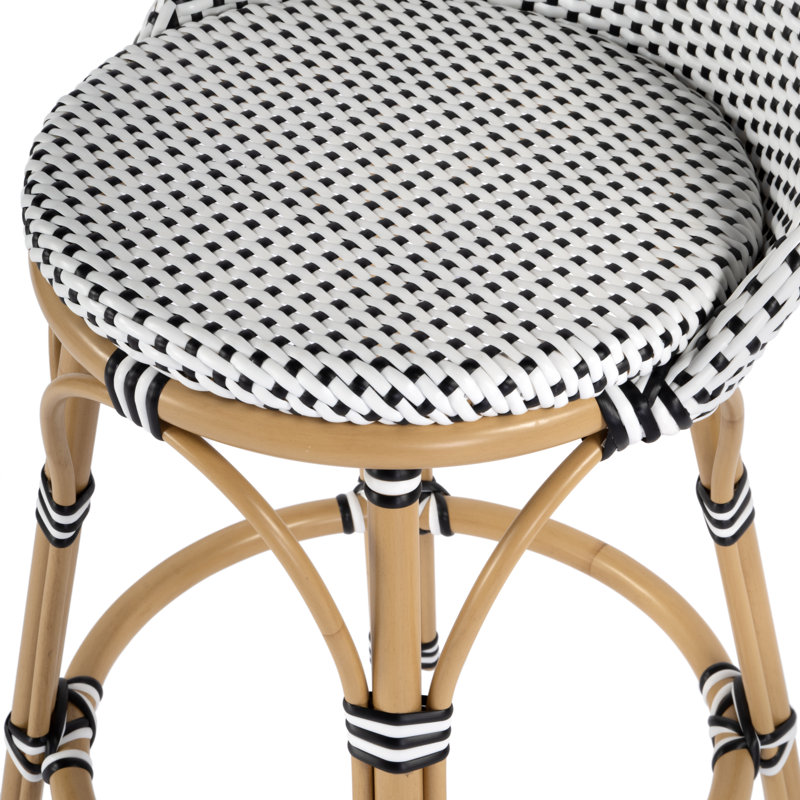Tabouret de comptoir à dossier bas Ellie, Noir / blanc