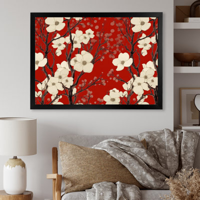 Élégance sur toile rouge et blanc Dogwood