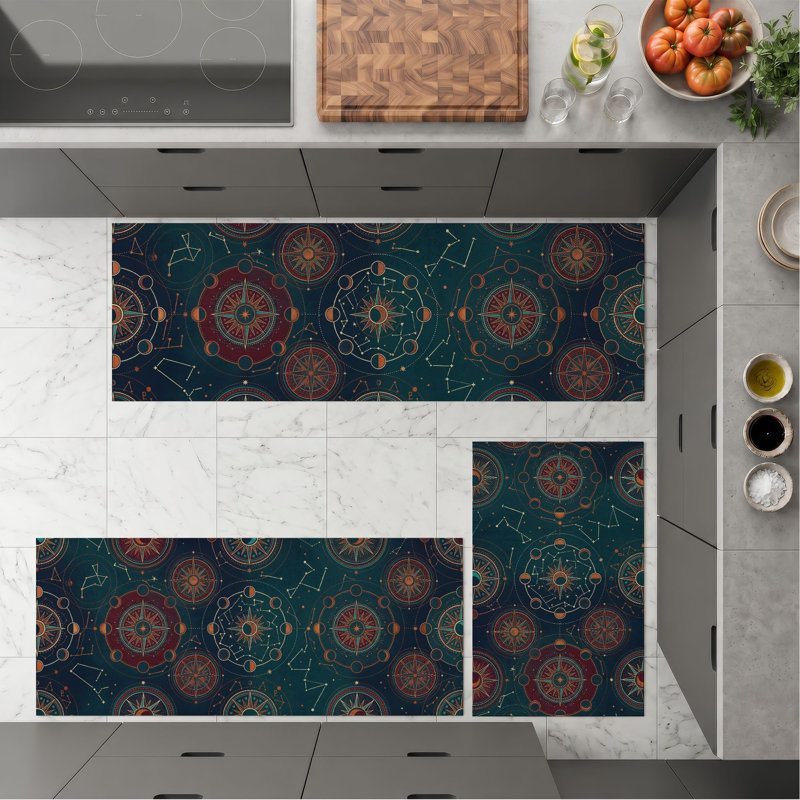 Tapis de cuisine antidérapant à motif mandala