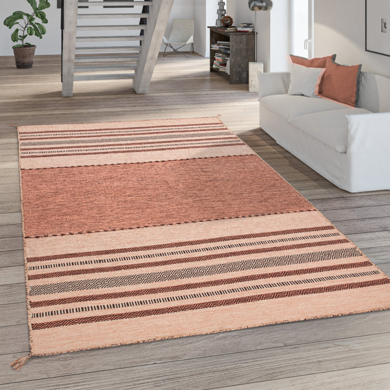 Gabriella Striped Cotton Hand Woven Area Rug, Rectangle 120 x 170cm