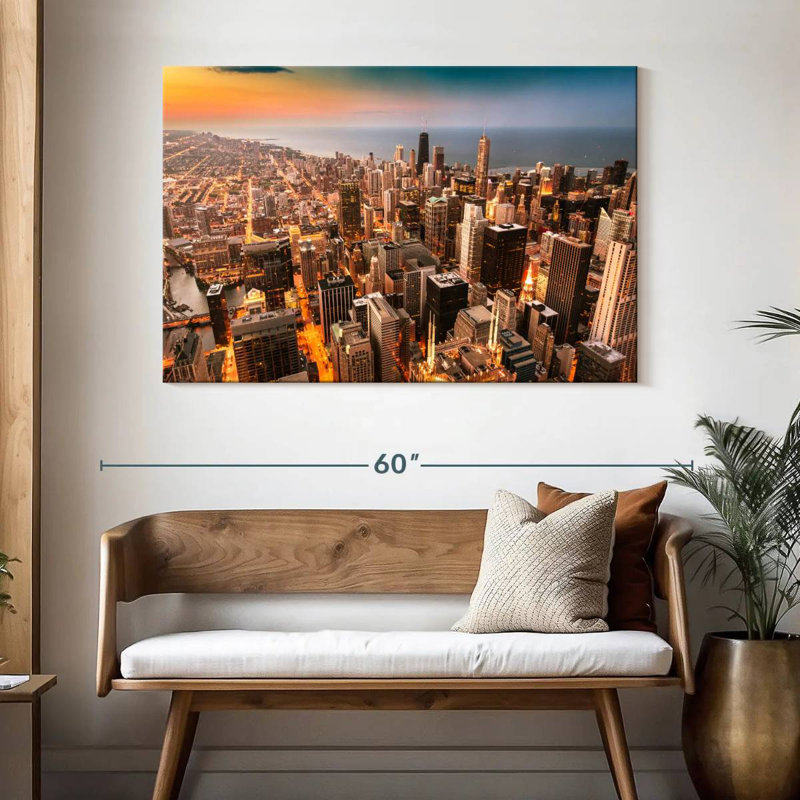 Sireci Downtown Chicago Sunset, 32" H x 48" W