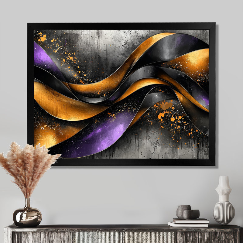 Wilhoit - Abstract Wall Art, 34" H x 44" W, Black, Single Picture Framed Print