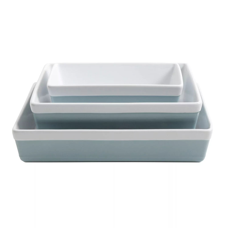 Ensemble de plats en grès 3 pièces Martha Stewart, Bleu