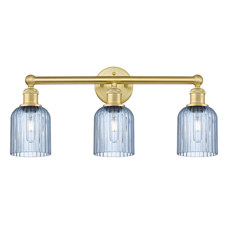 Edison Northgate 3 Light 23" Bath Vanity Light Shade, Satin Gold, Blue