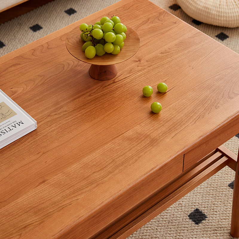 Modern Solid Wood Rectangular Coffee Table, 23.62" H x 39.37" L x 21.65" W, Light Brown