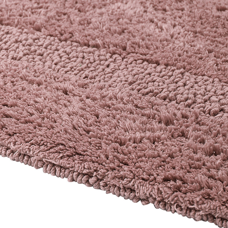 Rozanne Reversible Cotton Bath Rug, Pink, 21" x 34" Rectangle