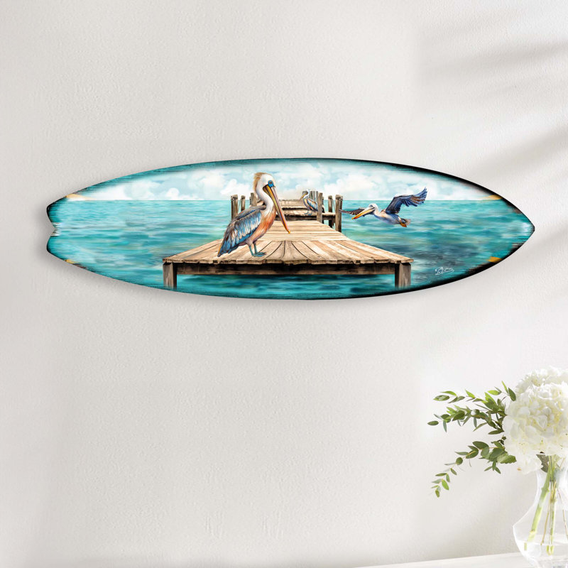 Décoration murale planche de surf, H 17 po x l 60 po x P 1 po