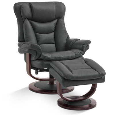 Kalson Swivel Recliner with Ottoman, Reclining Chair with Adjustable Back, Faux Leather