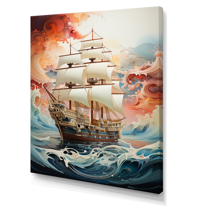 Lezly surréalisme, le bateau impossible - impression, H 32 po x l 16 po x P 1 po, Toile tendue