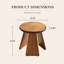 Table d'appoint ronde 19,71 po avec plateau en noyer et piédestal en travertin, table d'appoint Wabi-sabi pour le salon
